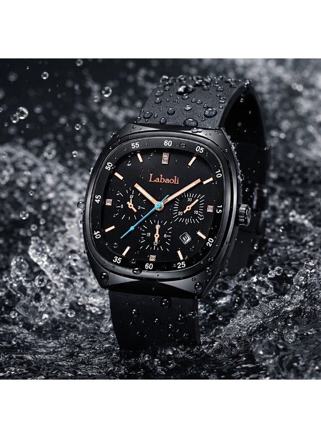 Labaoli 42mm Large-Dial Rubber Strap Quartz Watch, 9mm Slim, 3ATM Water Resistant, Unisex Sport Trend - Image 1